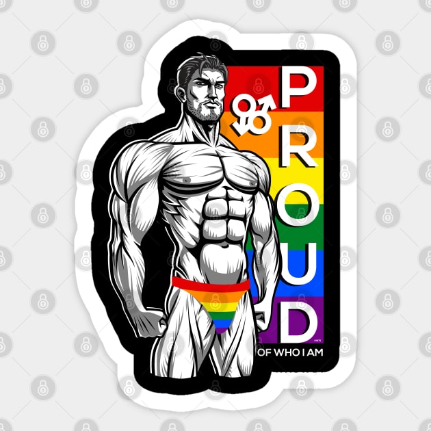 Proud of Who I am Gay Pride Muscle Man Gift Sticker by creative